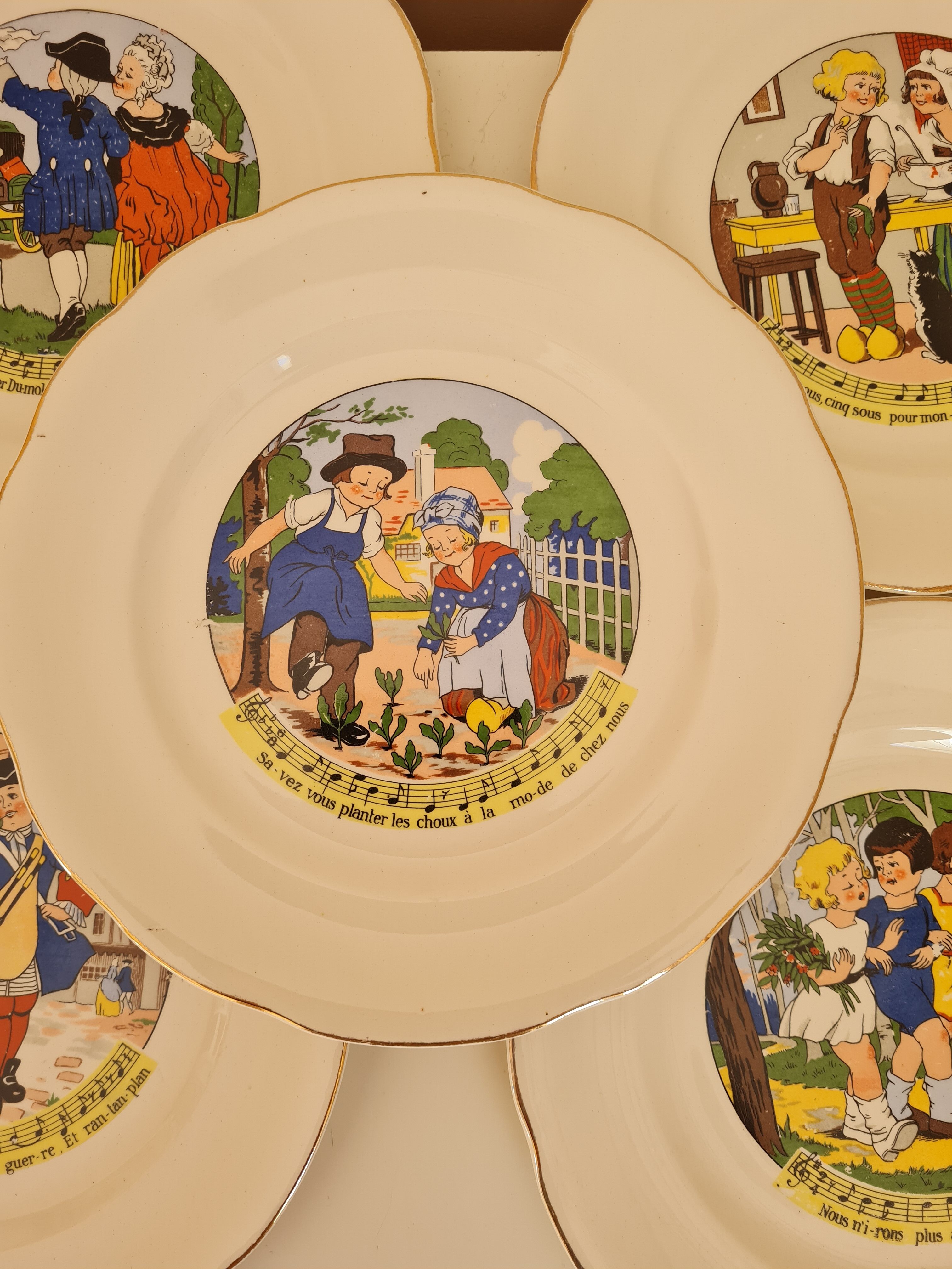 Dessert plates nursery rhymes of digoin and sarreguemine