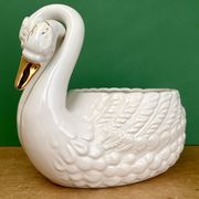Cache pot cygne vintage en céramique