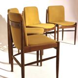 Set of 4 italian style chairs 1960 - rosewood and fabric