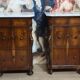Rare pair of Italian display furniture from the Charles X period in mahogany.