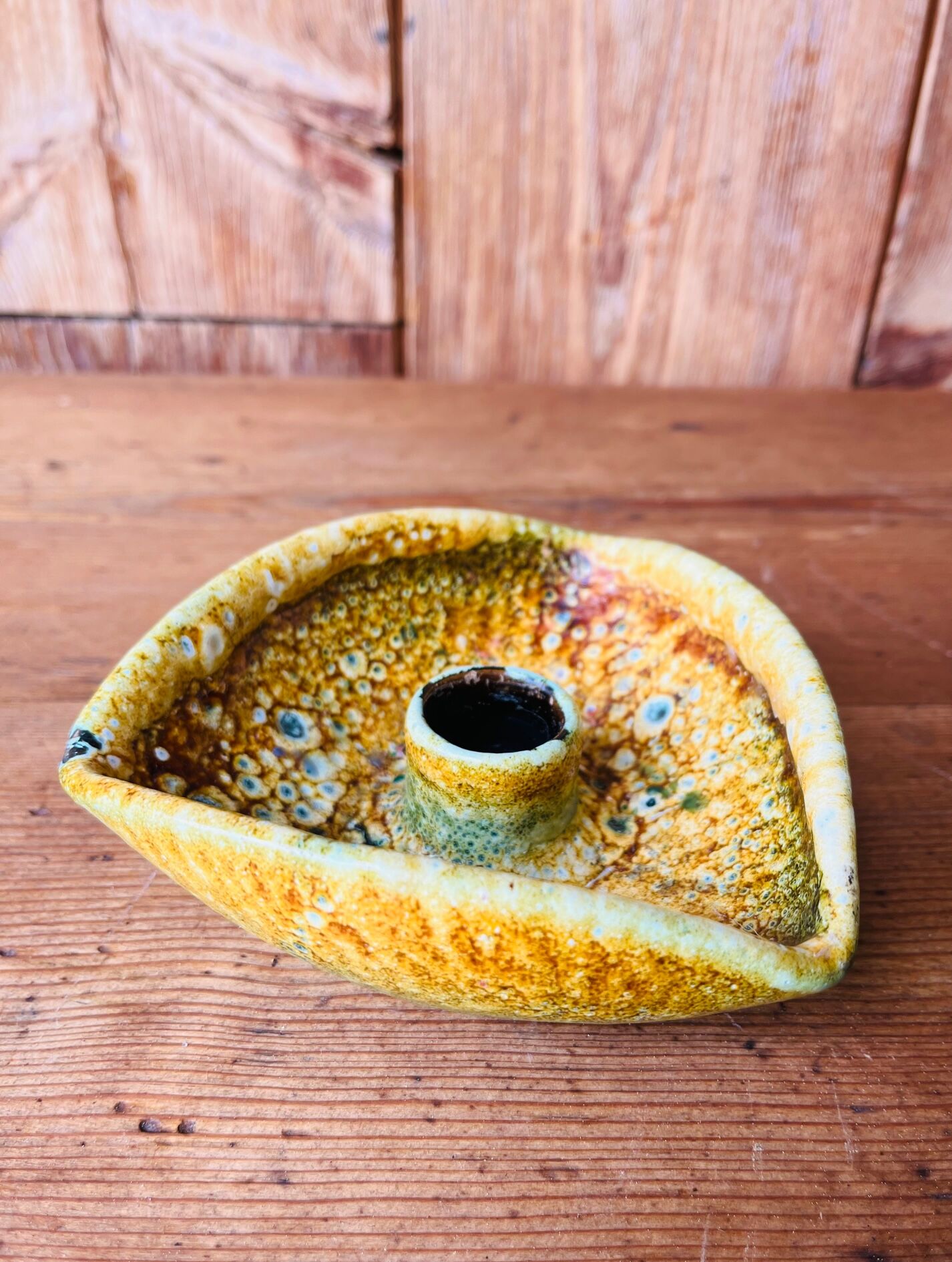 Duo of ceramic candlestick Fat Lava 70s.