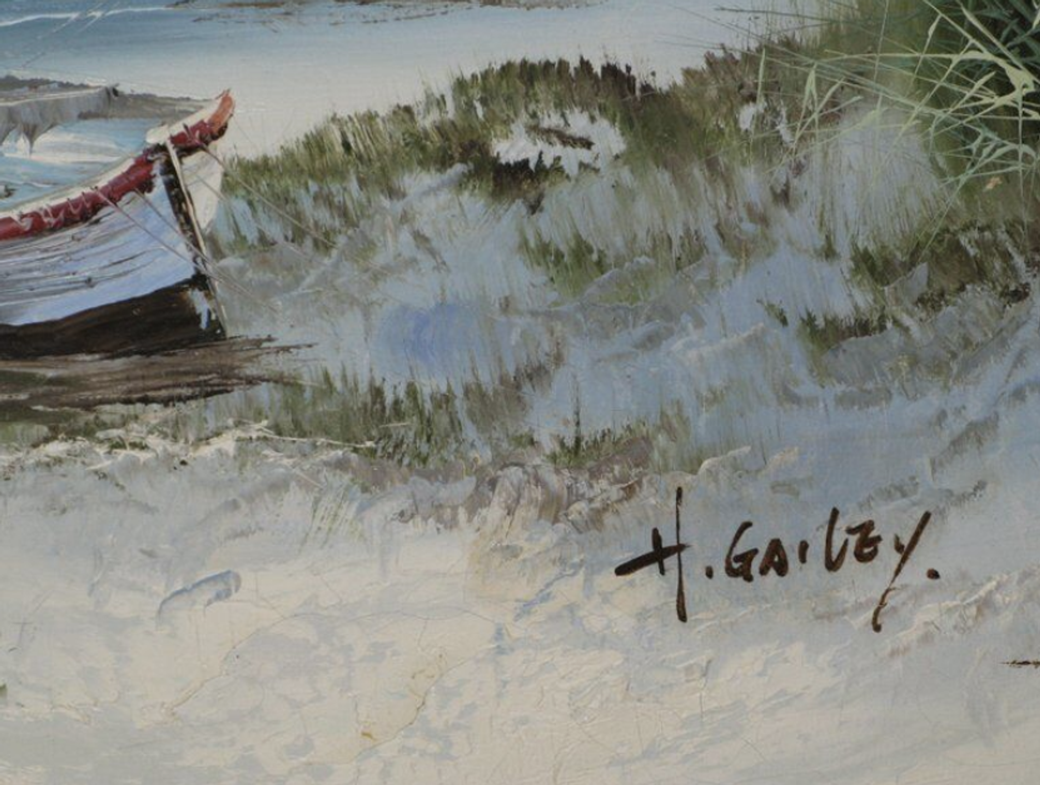 Seascape boats dunes of Sauveterre, Vendée , signed H Gailey