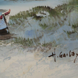 Seascape boats dunes of Sauveterre, Vendée , signed H Gailey