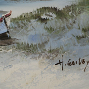 Seascape boats dunes of Sauveterre, Vendée , signed H Gailey