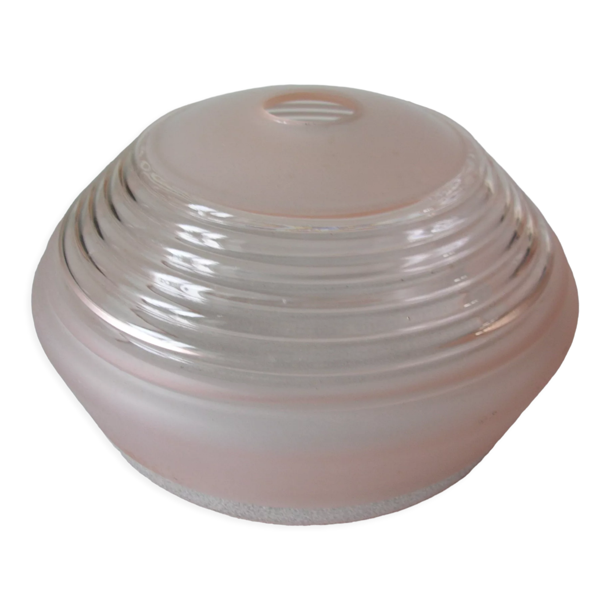 Ancien abat-jour globe en verre rose perlé