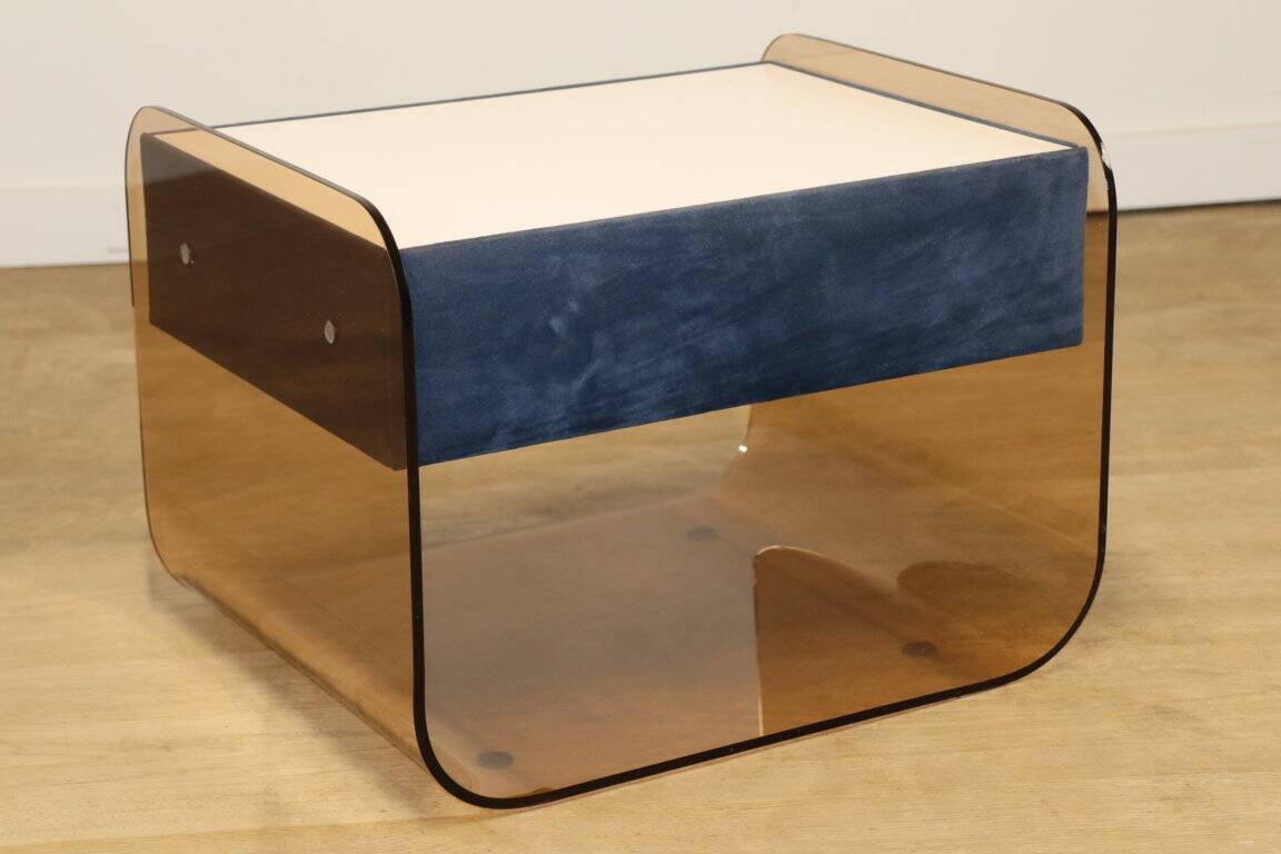 Table de chevet vintage style Michel Dumas en plexiglass, 1970