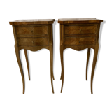 Pair of louis XV bedside tables in marquetry