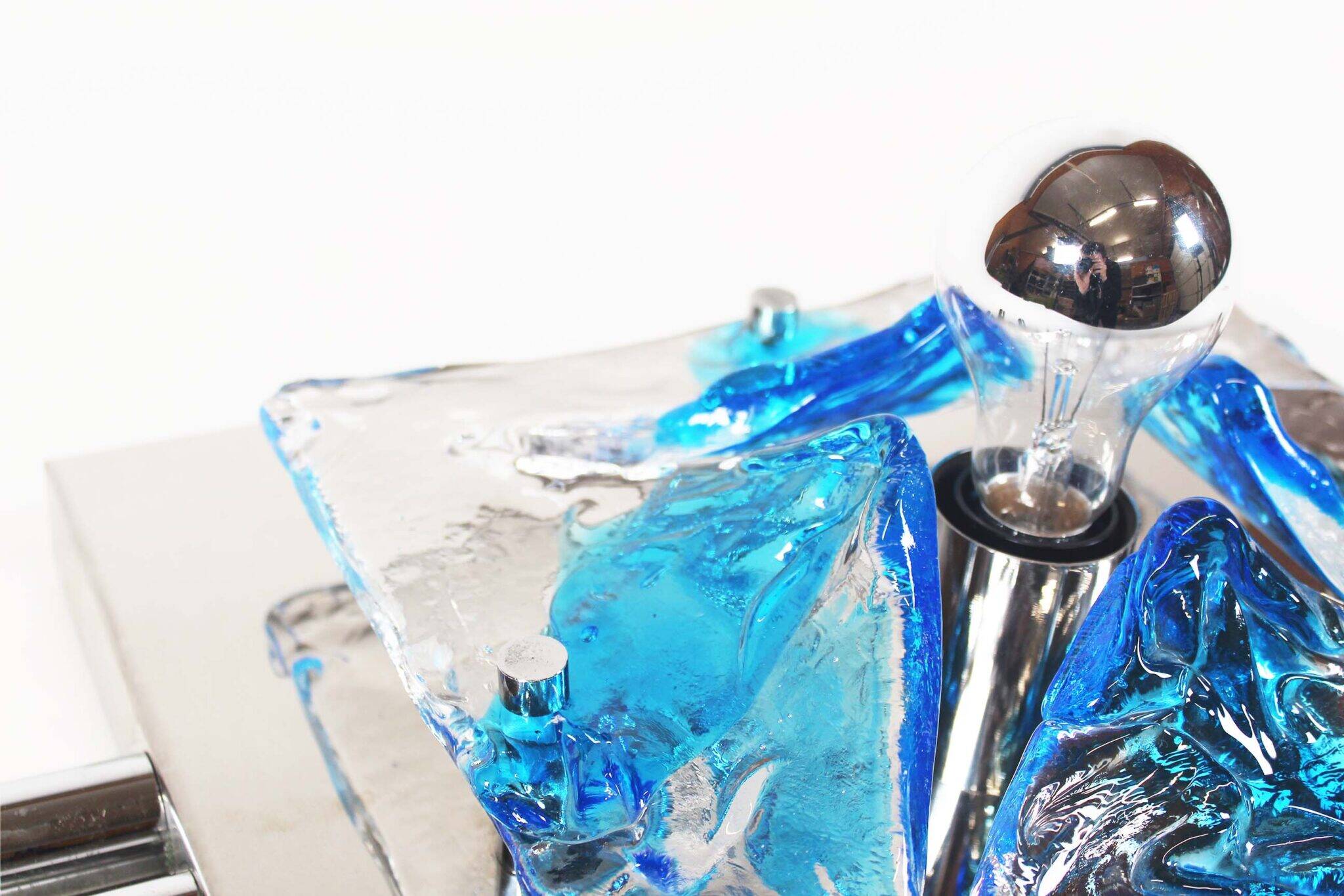 Stunning XXL Chrome and murano glass wall light by AV Mazzega