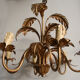 Lustre feuilles palmes métal doré