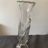 glass vase with carved leaf decoration