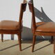 6 chaises en bois exotique et cuir