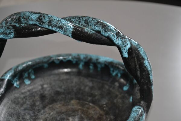 Coupe, panier tressé Accolay bleu turquoise