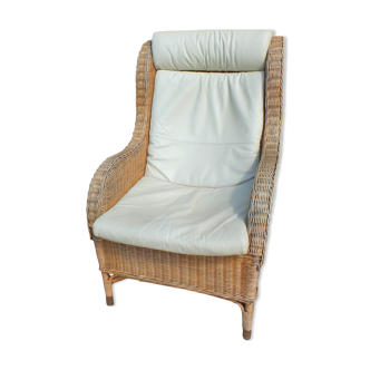 Rattan and wicker armchair