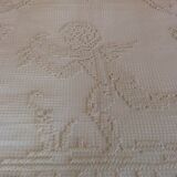 Dessus de lit ancien broderie anges