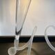 Pair of champagne glasses signed in glass paste