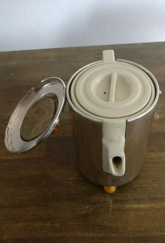 Teapot art deco thermos Bauscher Weiden silver metal and Bakelite feet 1930's