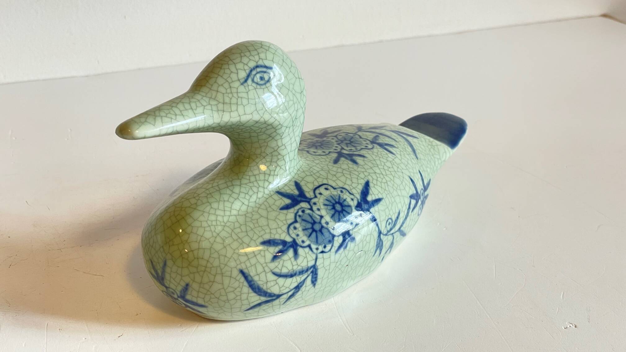 Vintage Blue Ceramic Duck