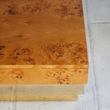 Coffee table in elm burl and brass, 1970
