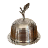 Antique silver metal butter dish