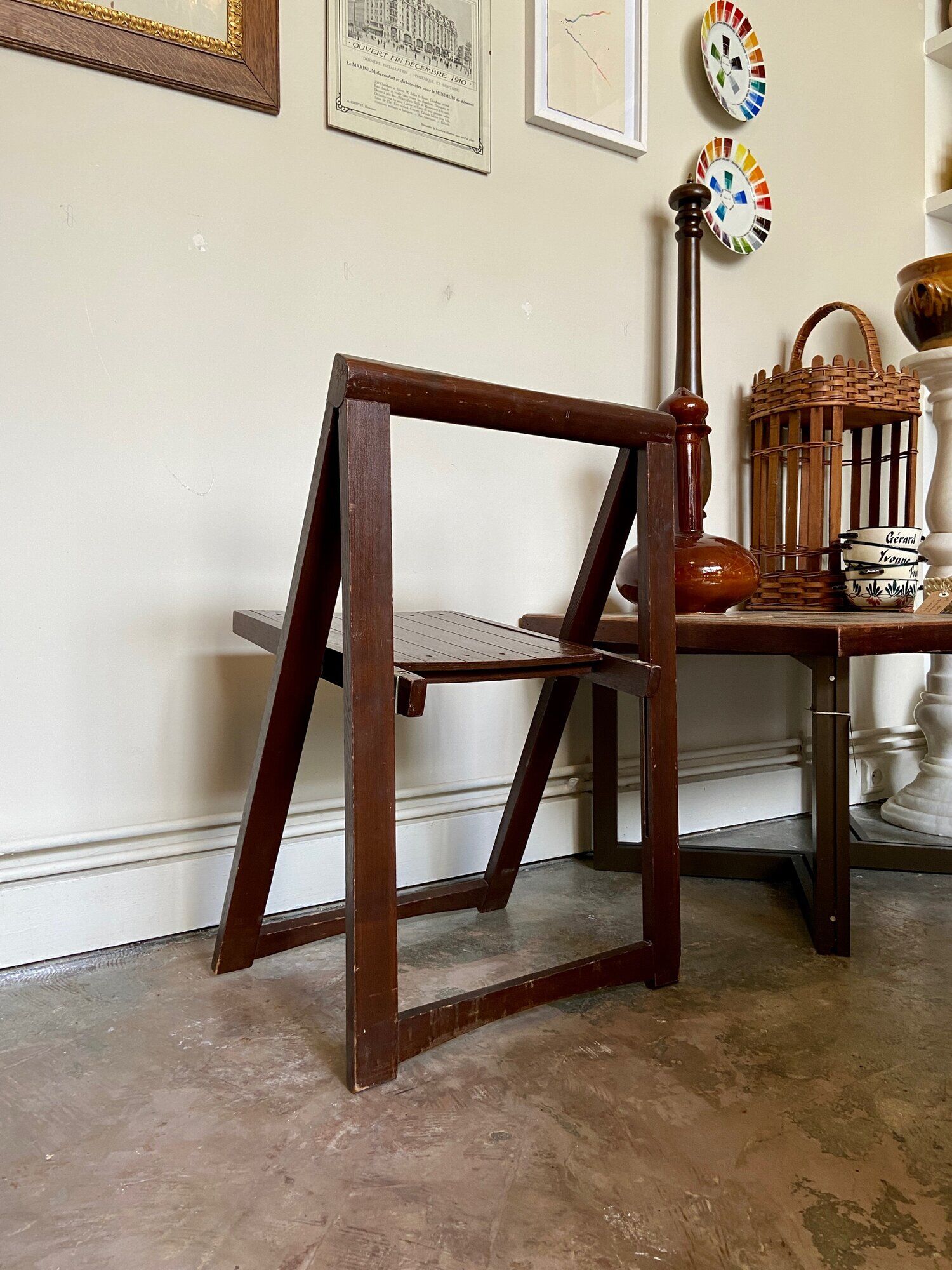 Dark wood folding chair