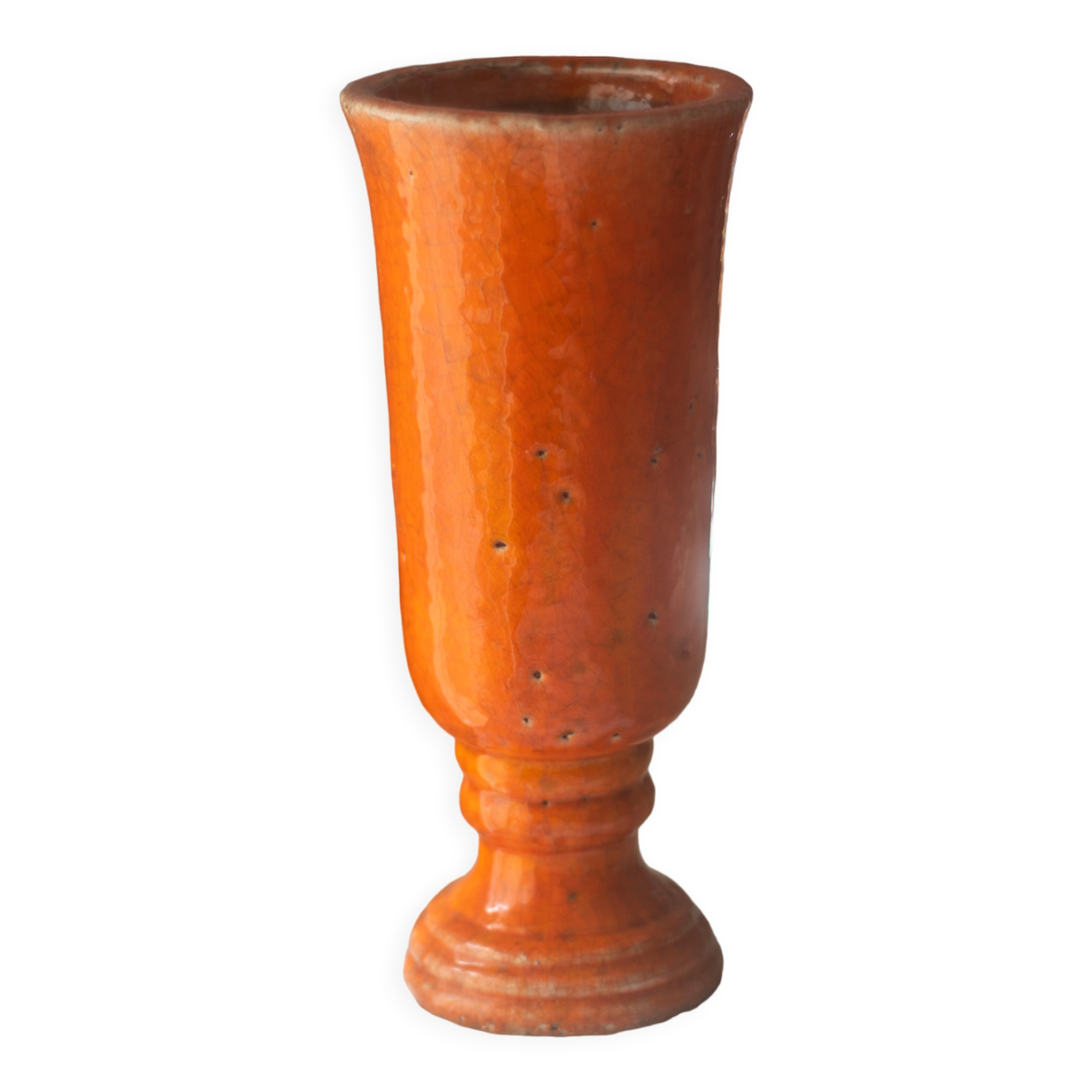 Orange glazed terracotta vase