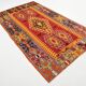 5x10 Wine Red & Orange Turkish Vintage Kilim Rug, 168x295Cm