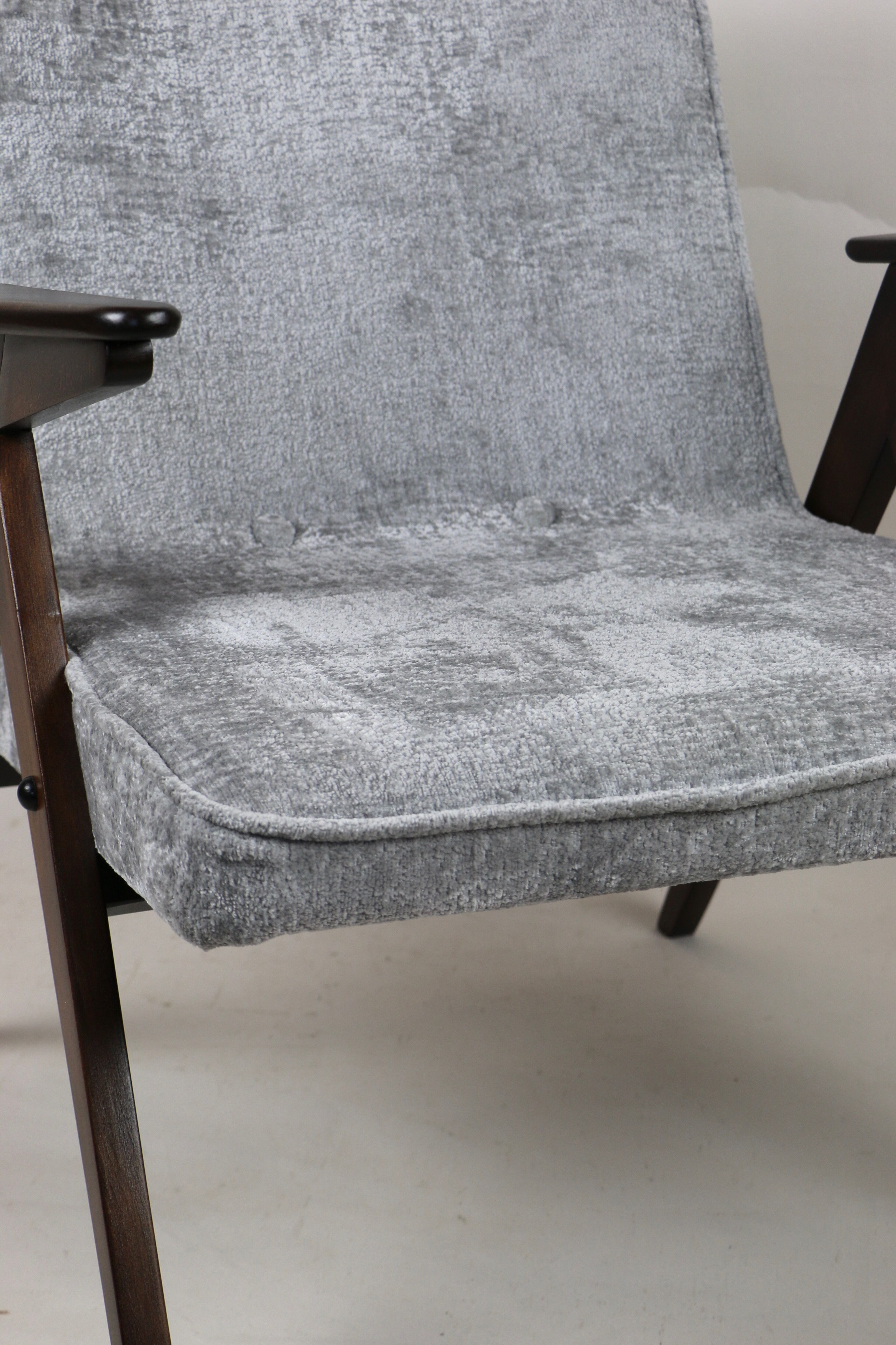 Grey Silver Bunny Armchair by Józef Chierowski, 1970s