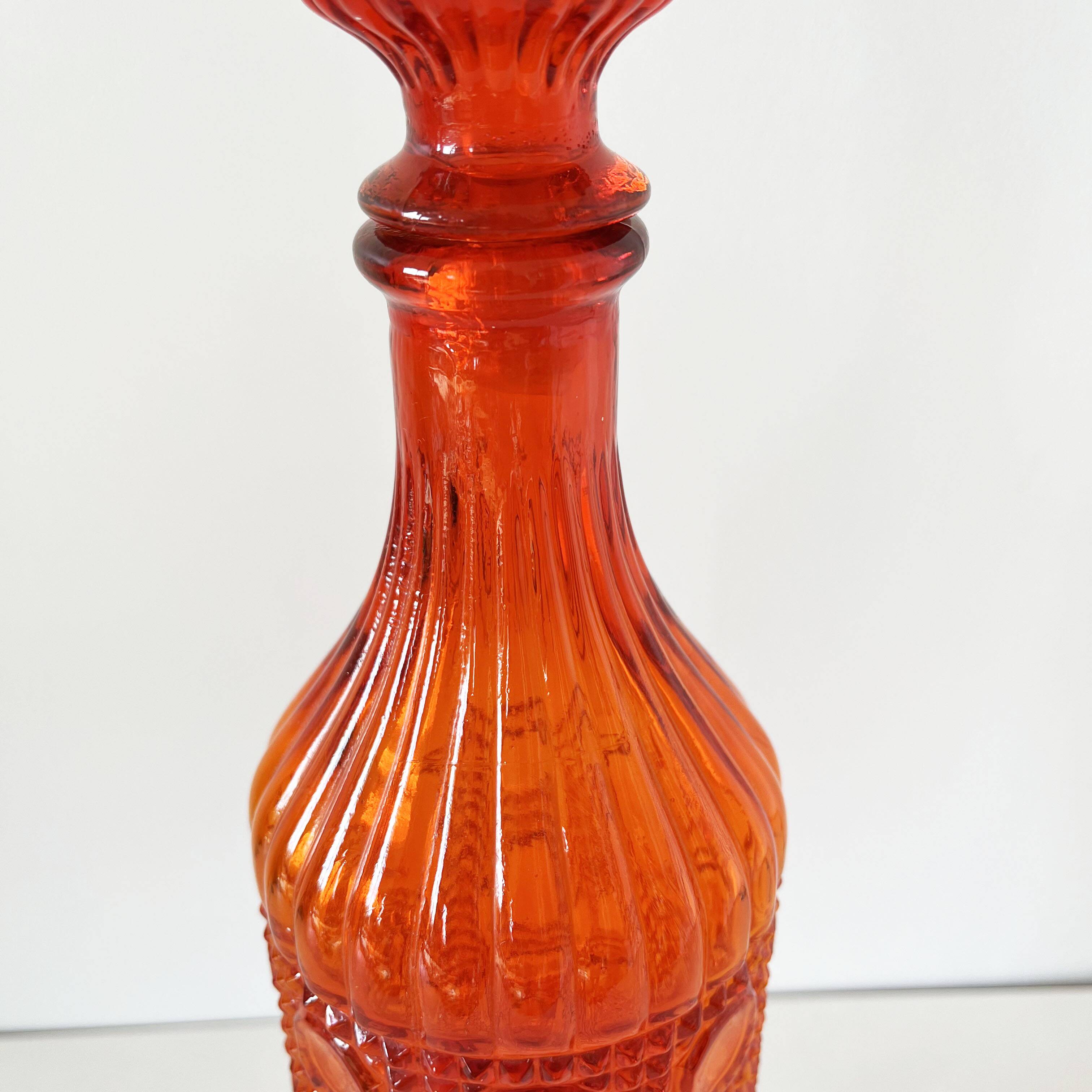Italian carafe empoli orange red 1960