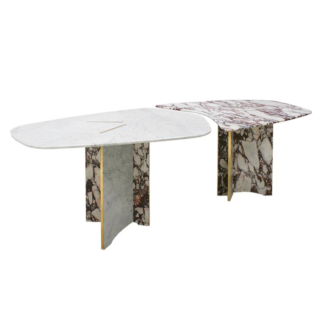 L.A. Studio Contemporary Modern Marble and Brass Italian Dining Table