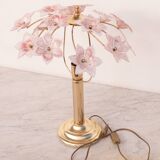 Amazing Murano Table Light Pink Flowers, 1980s