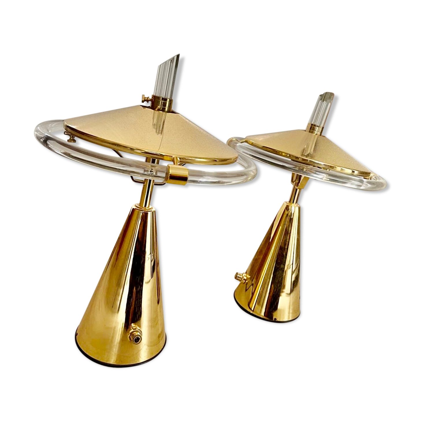 Paire de lampes verre et laiton