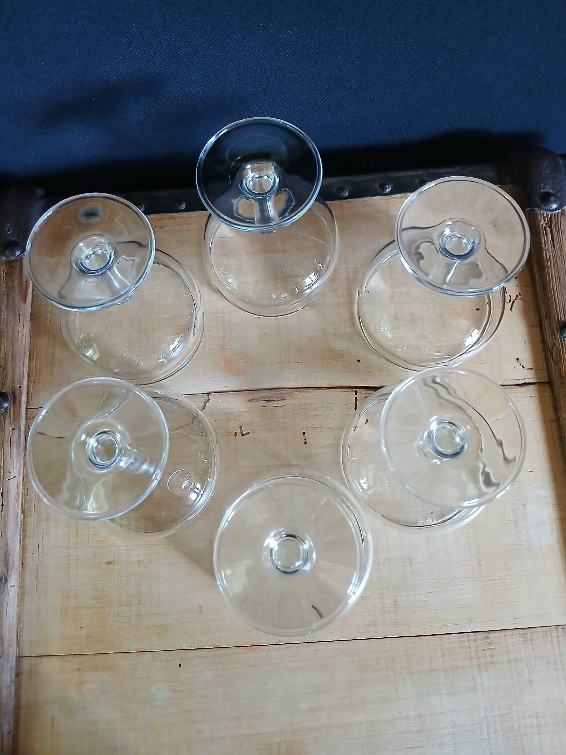6 antique champagne glasses