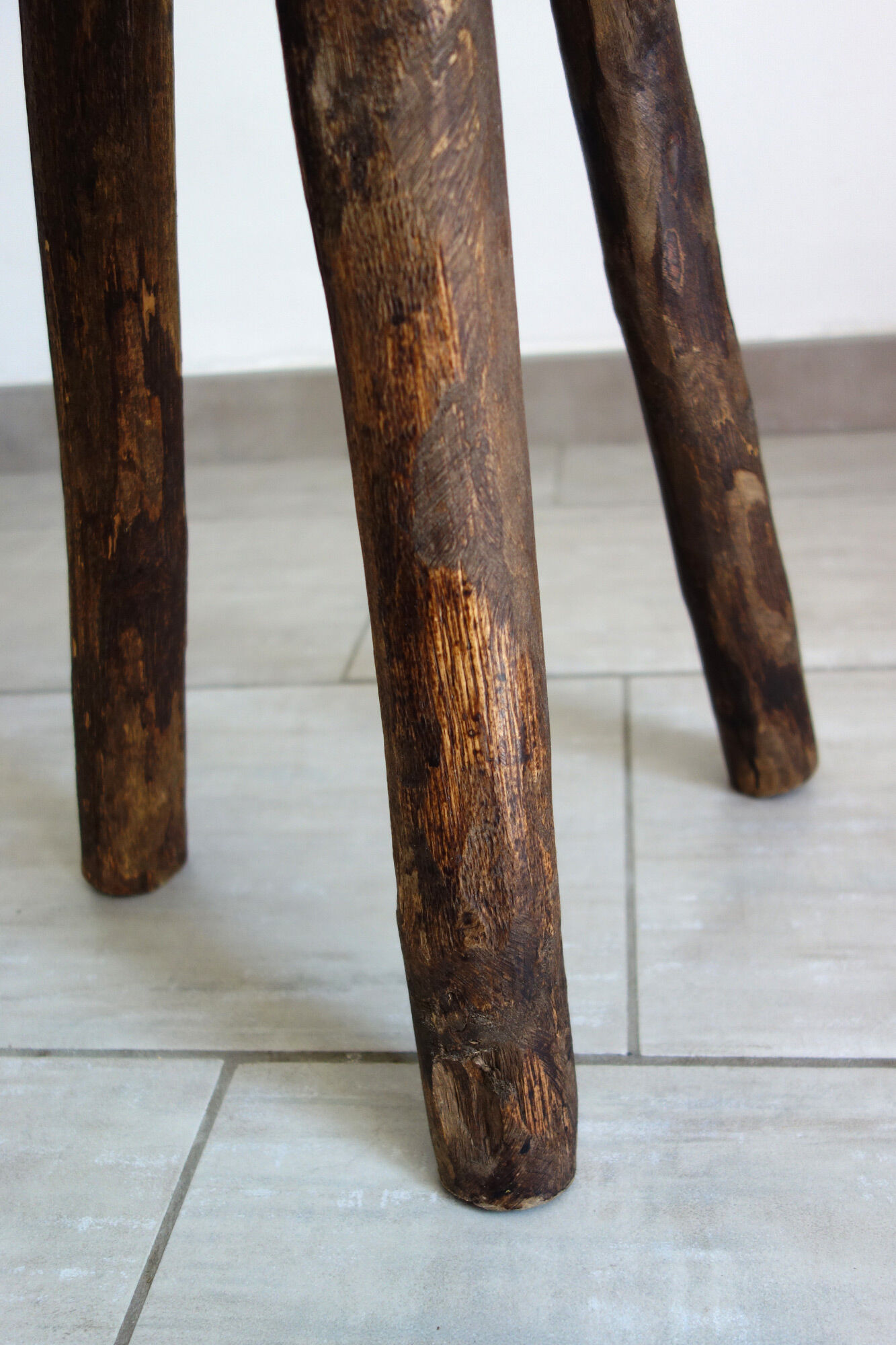 Vintage folk art tripod brutalist stool