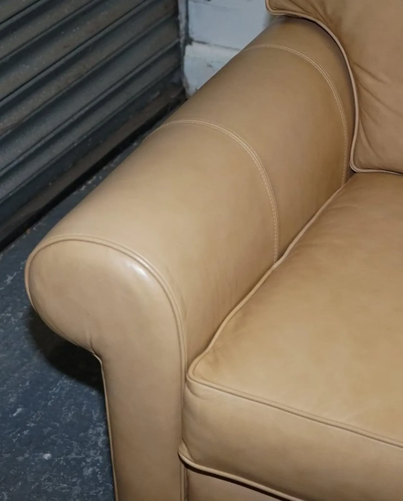 Brown Leather Latte Armchairs by Multi York England, Set of 2