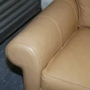 Brown Leather Latte Armchairs by Multi York England, Set of 2