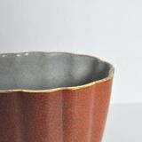 Crackle glaze porcelain vase, gold and orange-brown on grey, Denmark 1930s