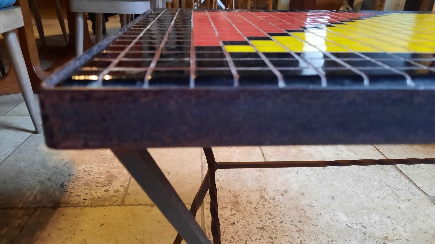 Metal coffee table and tiles year 50
