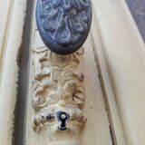 Porte d'entrée cintrée double en chêne, grilles et verre, XIXème