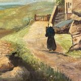 Pointe de Primel in Trégastel, oil painting on old cardboard