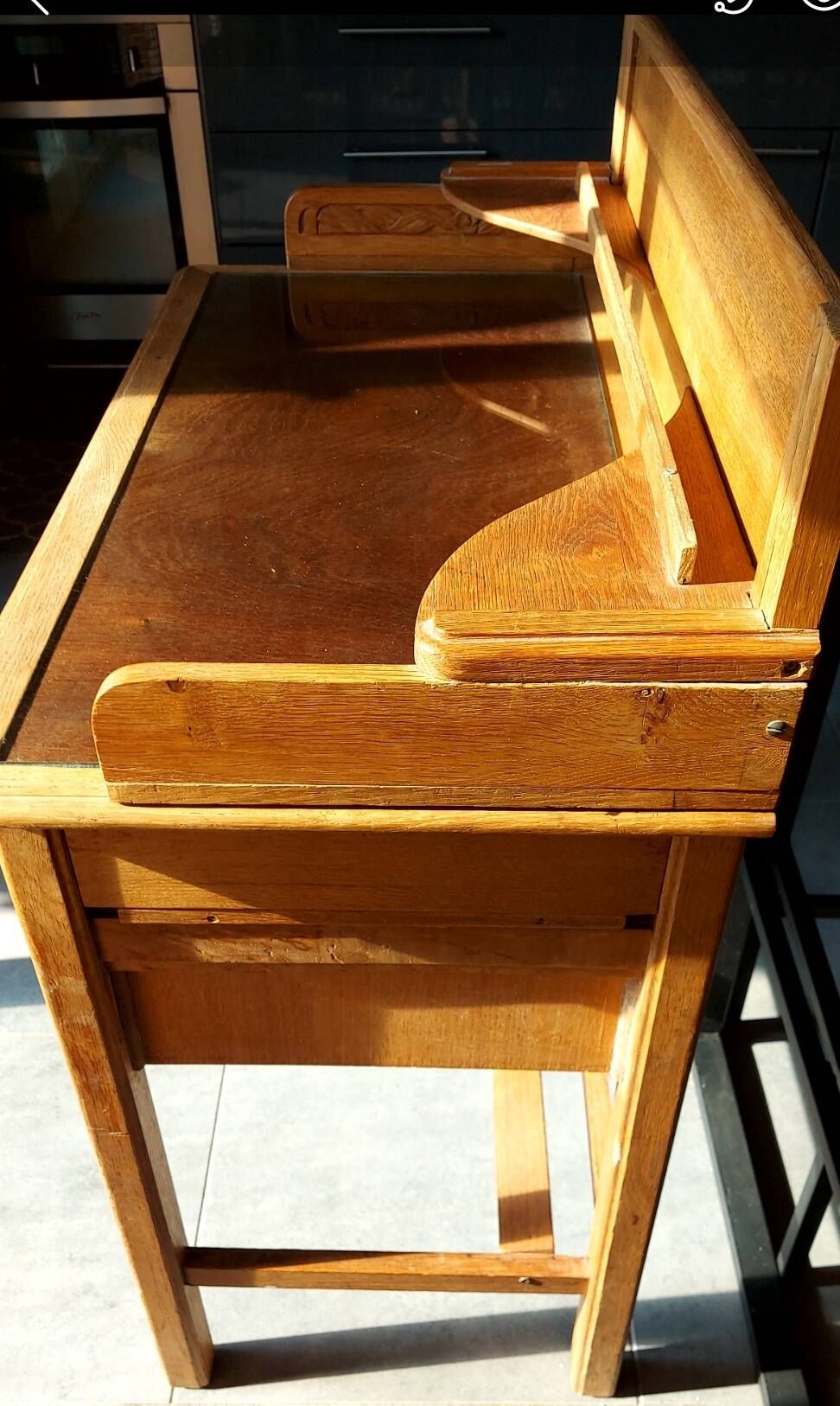 Custom desk/console with 5 drawers and removable upper section.