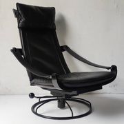 Black leather armchair by Åke Fribytter for Nelo möbel from the 70s