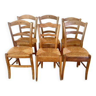 Set of 6 vintage farm chairs