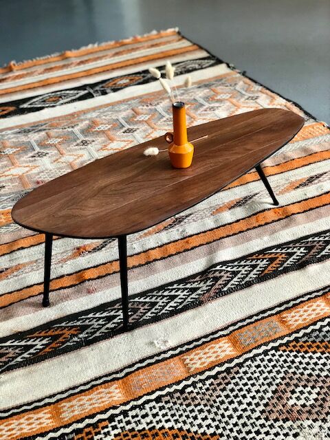 Teak and metal coffee table