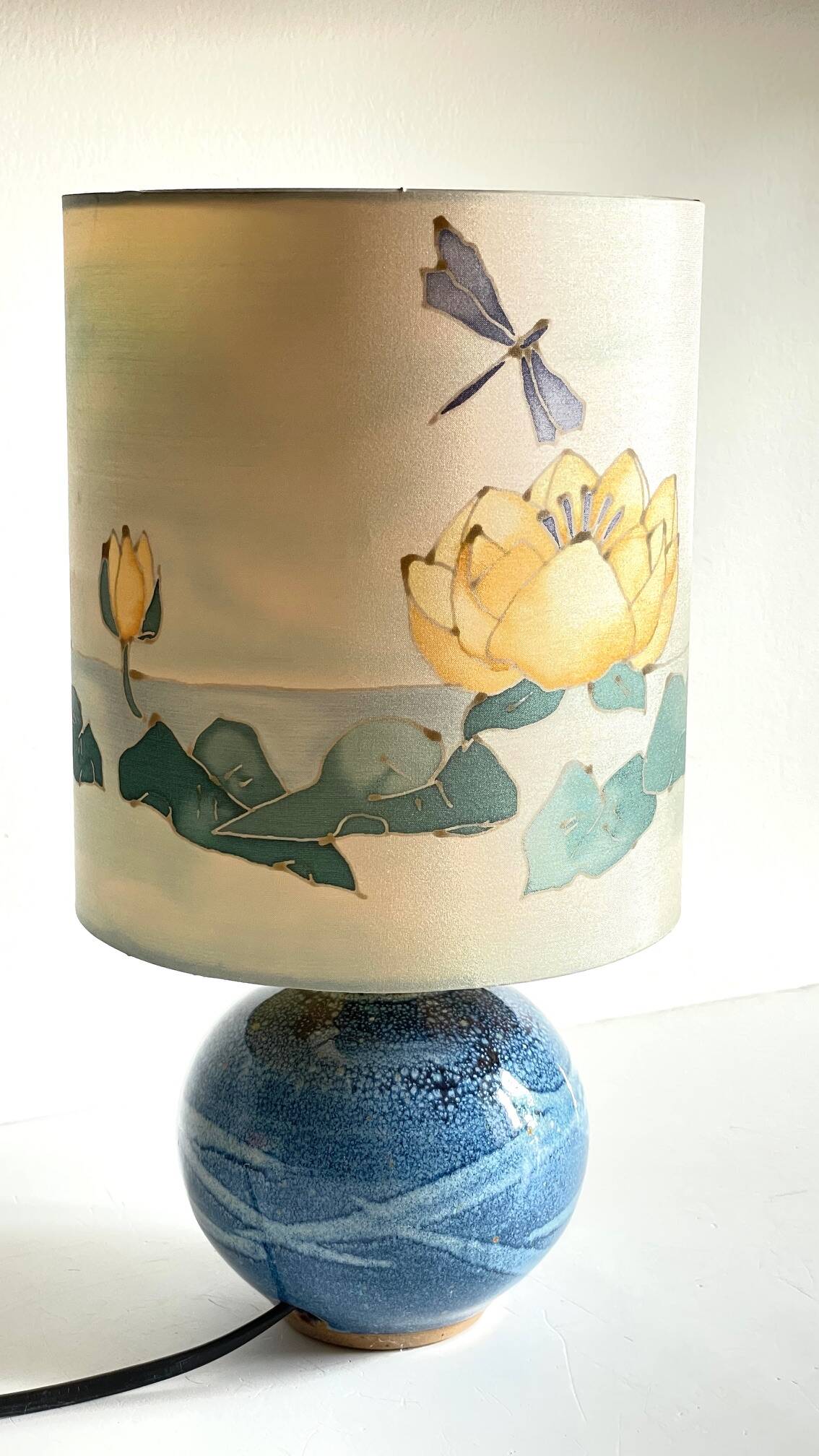 Vintage ceramic and silk ball lamp