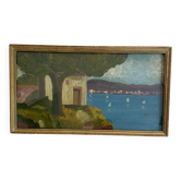 Oil circa 1900, wooden frame and glass