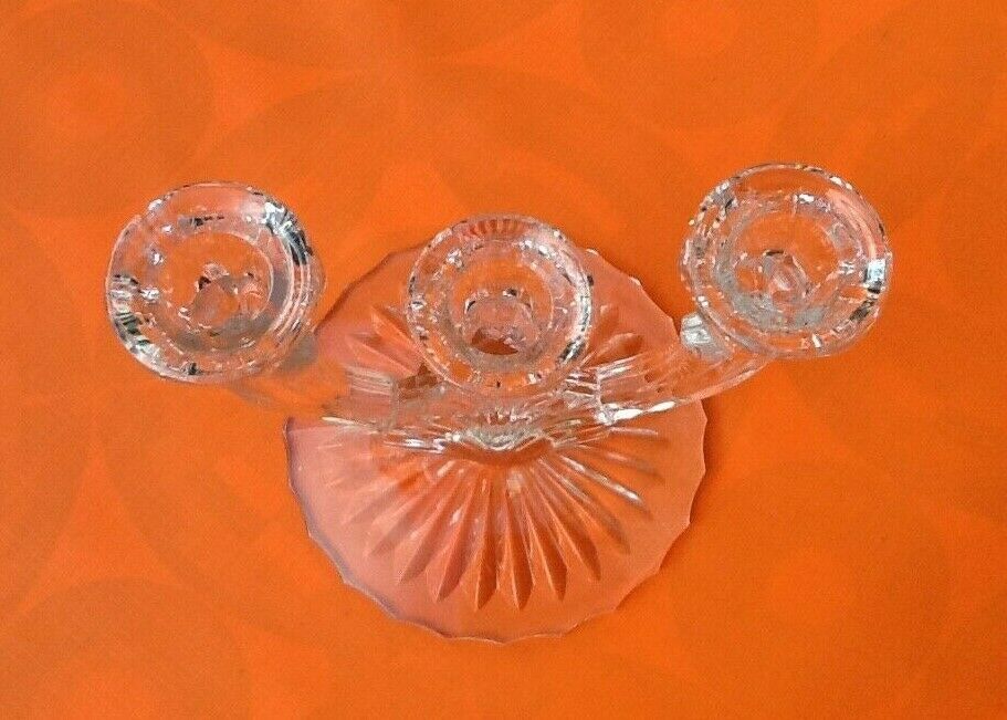 Bougeoir 3 branches verre moulé et ciselé