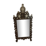 Syrian ottoman mirror in wood inlaid with mother-of-pearl called goldfisch