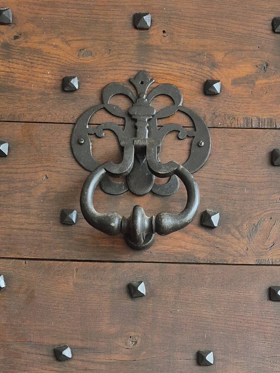 hand-forged studded castle doors + frame from the 1800s/1900s