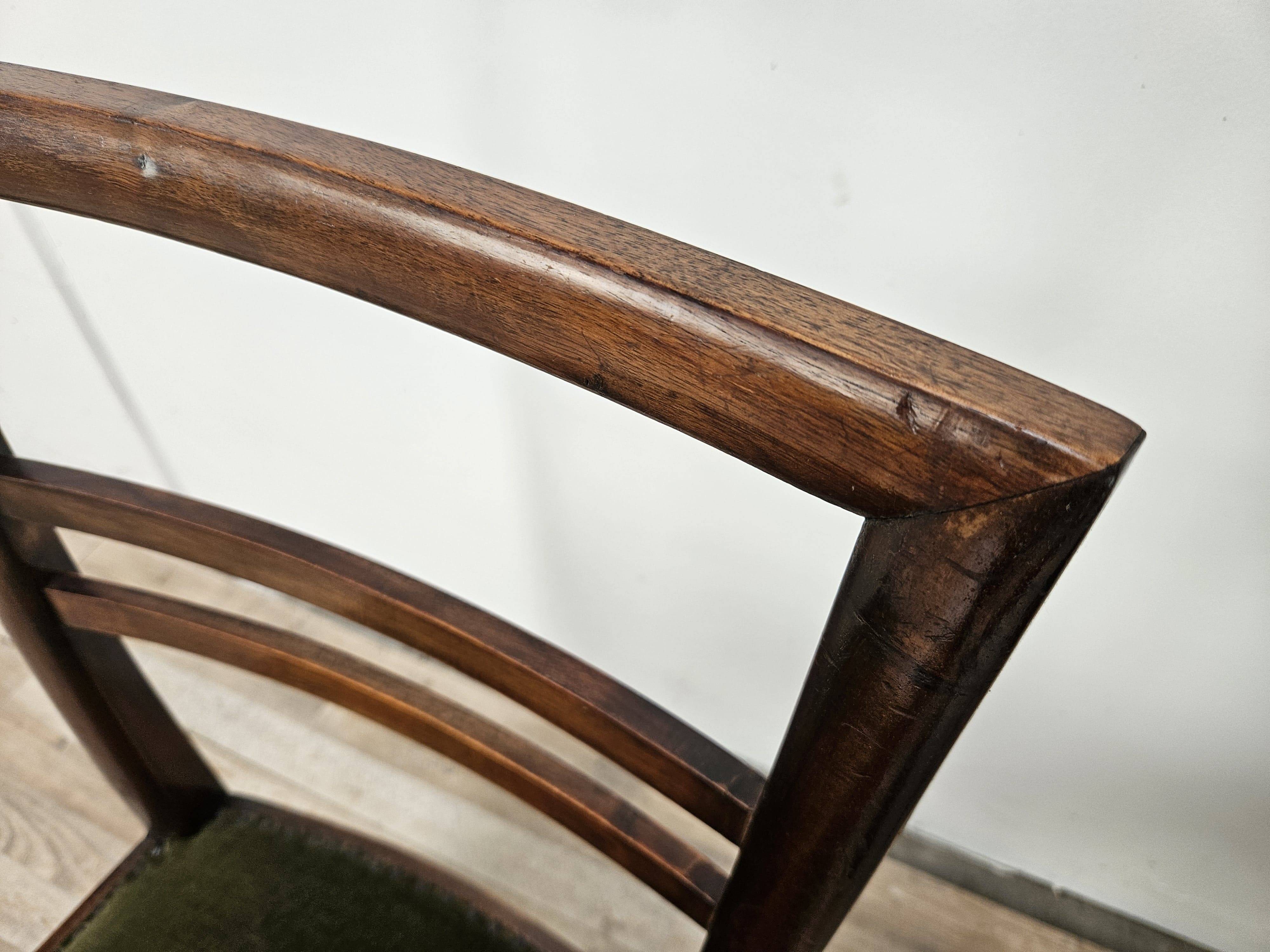Art Decò dining chairs in walnut and fabric, 1940