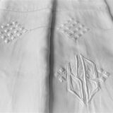 SHEET & PILLOW CASE PILLOW OLD LINEN EMBROIDER HAND